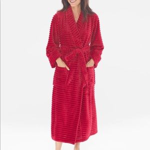 Soma Luxe Textured Long Robe In Raphael Red - XXL - New Without Tags